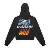 Fleeced Zip-Up Cropped Hoodie
