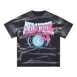 Irregular Stripe Frayed Monkey Washed T-Shirt - 250 GSM