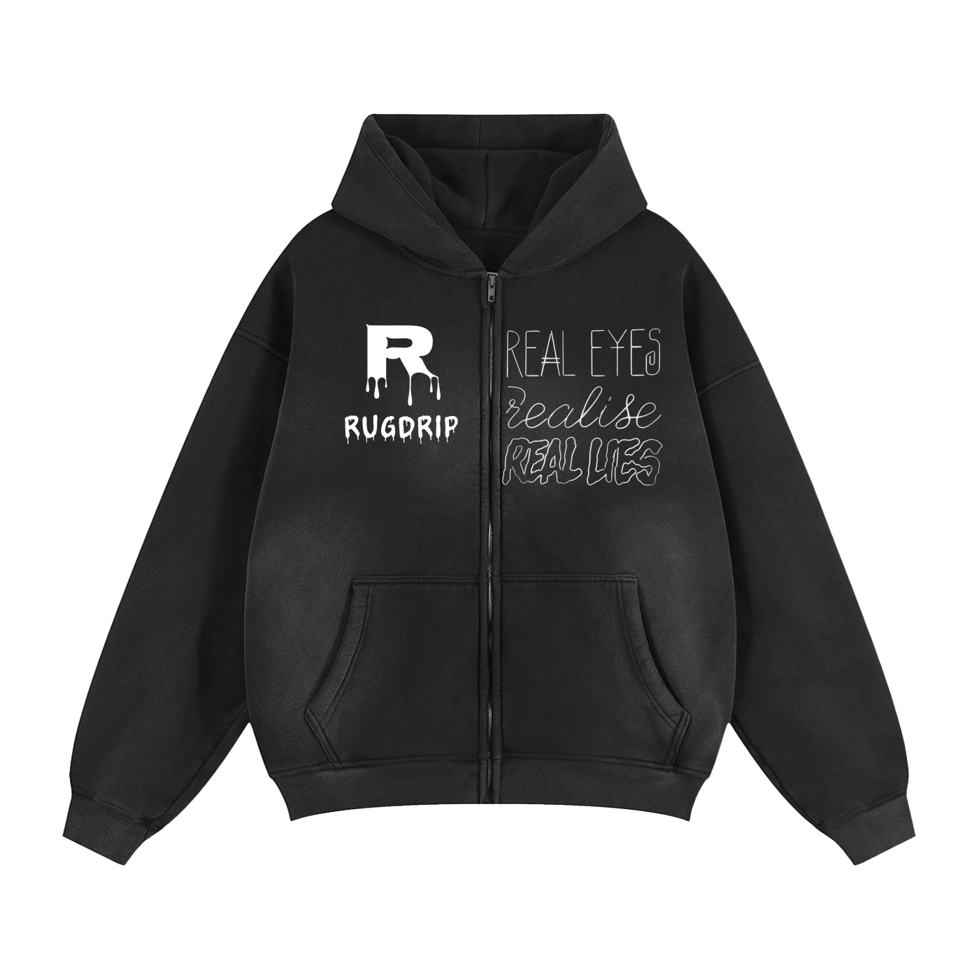 Sunfade Two-way Zipper Boxy Fleece Hoodie