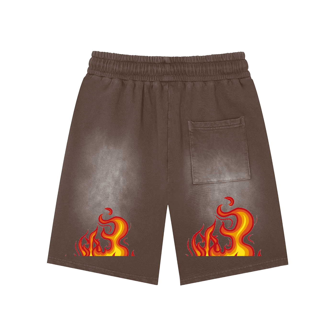 Rectangle Patch Monkey Washed Shorts - 360 GSM