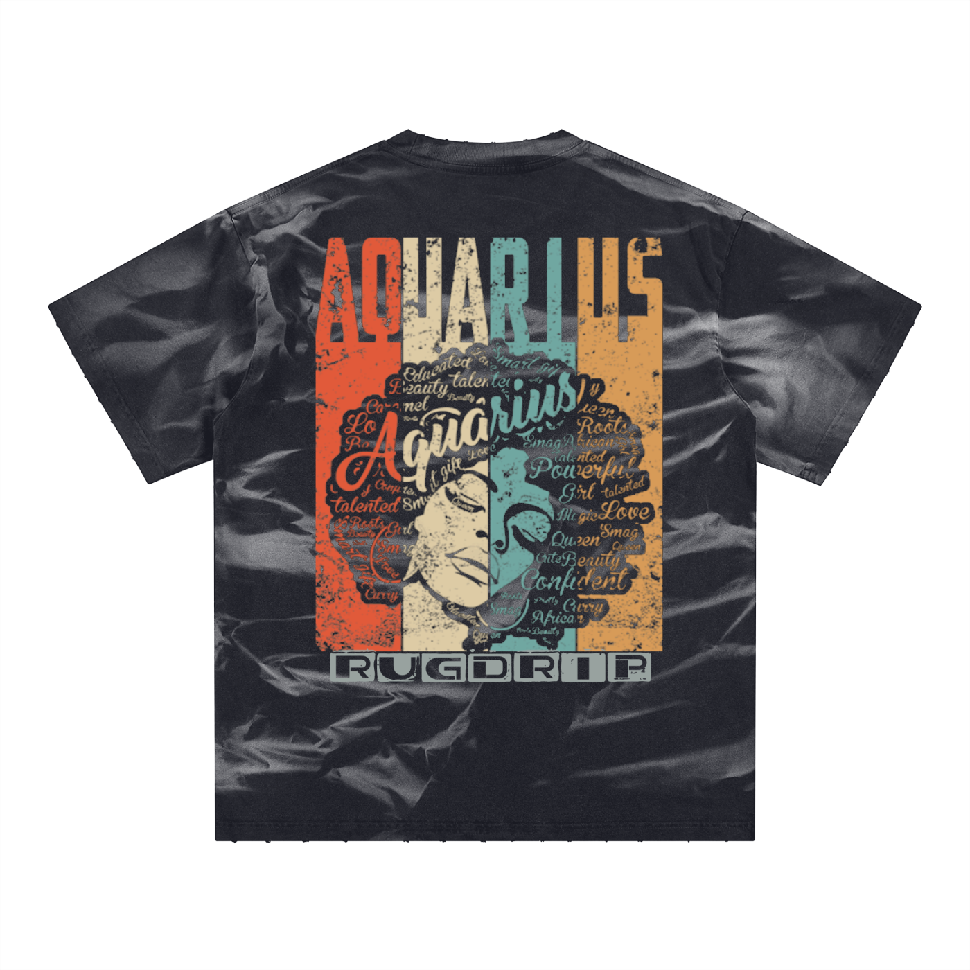 Irregular Stripe Frayed Monkey Washed T-Shirt - 250 GSM