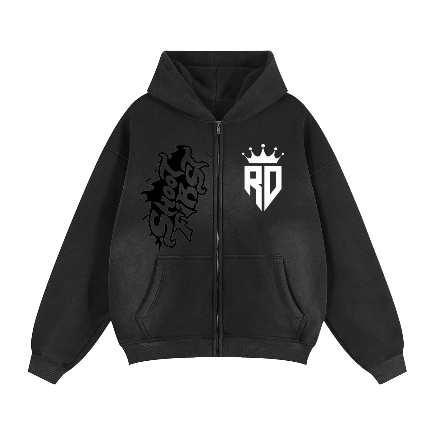 Sunfade Two-way Zipper Boxy Fleece Hoodie