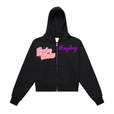 Fleeced Zip-Up Cropped Hoodie
