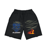 Heavyweight Vintage Washed Tiger Stripes Short Pants - 360 GSM