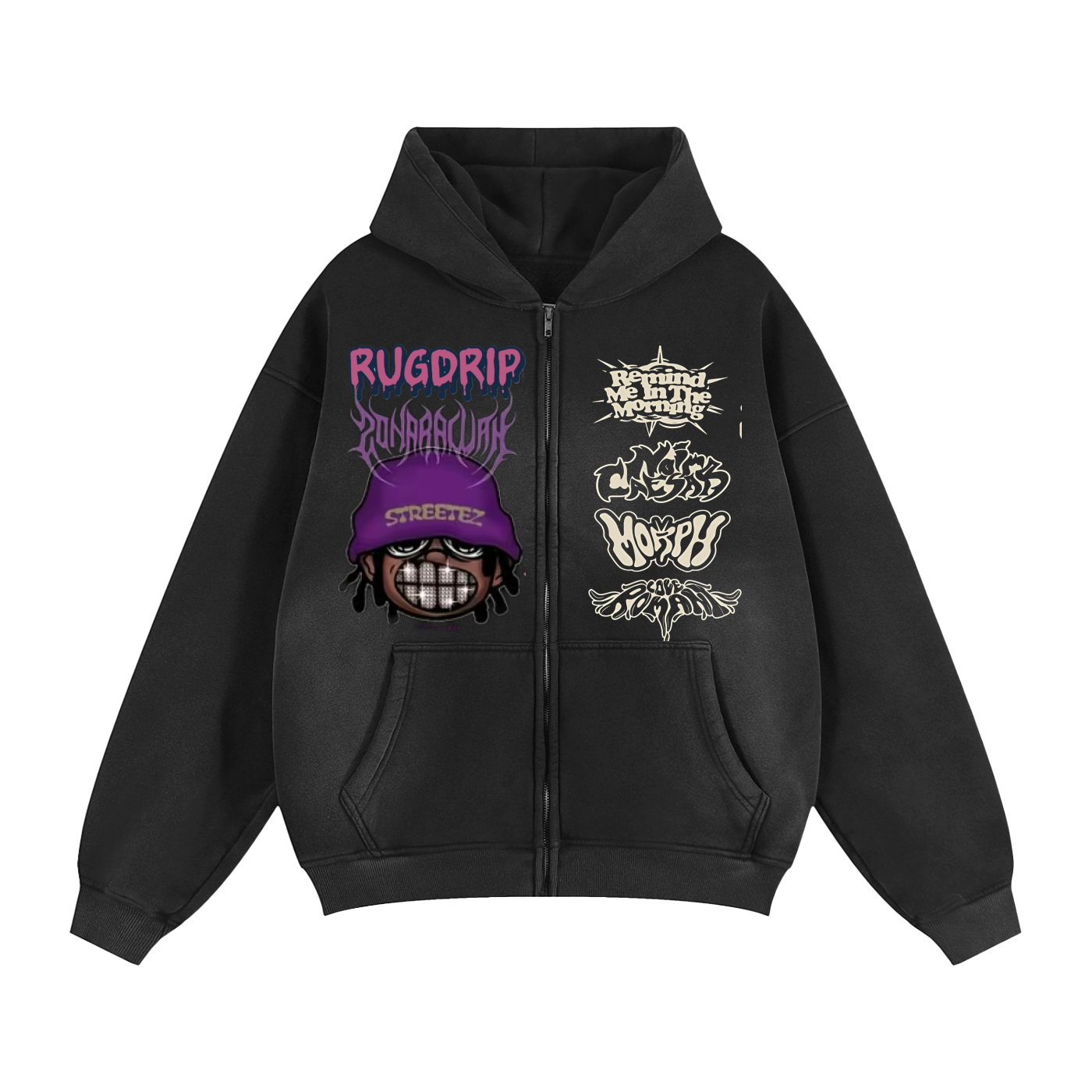 Sunfade Two-way Zipper Boxy Fleece Hoodie