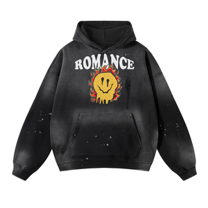 Vintage Wash Frayed Fleece Hoodie - 360 GSM