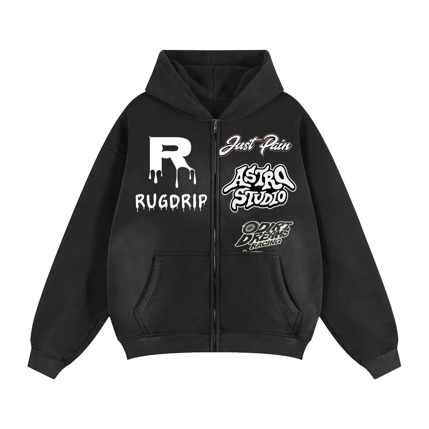 Sunfade Two-way Zipper Boxy Fleece Hoodie