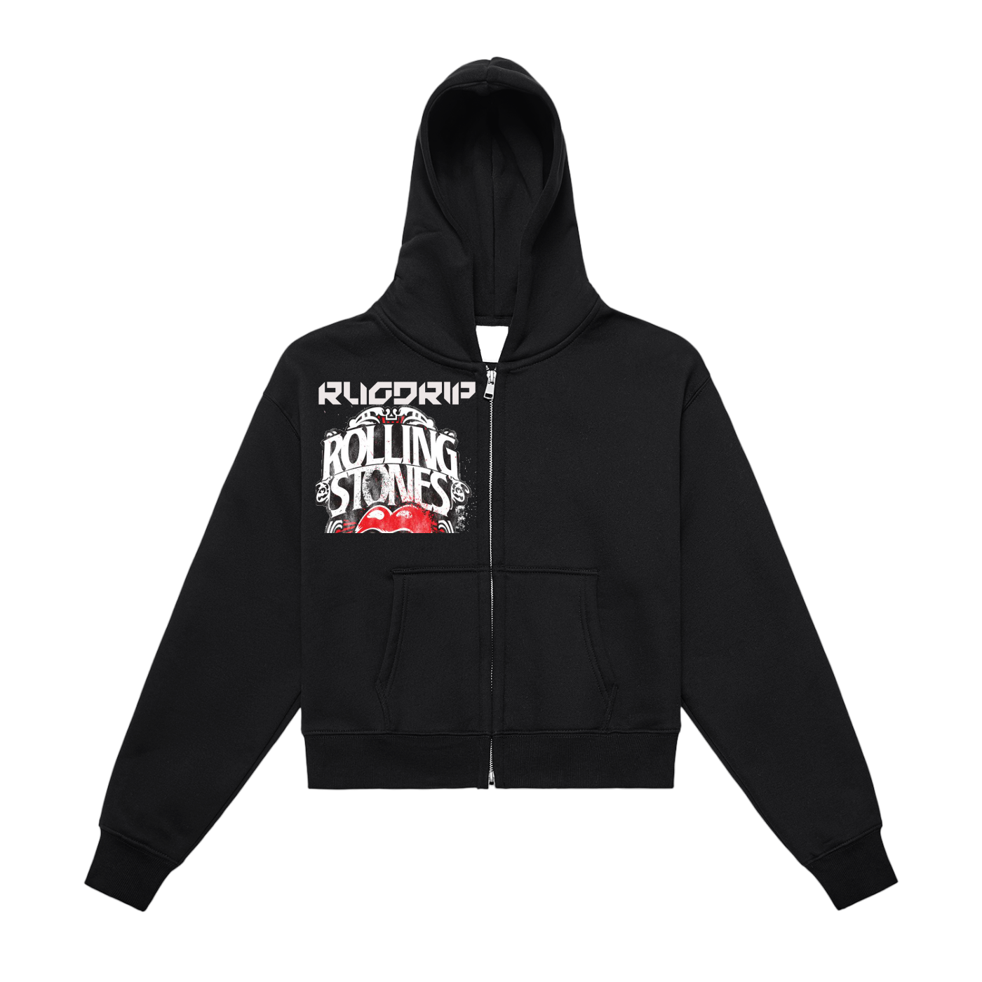 Fleeced Zip-Up Cropped Hoodie