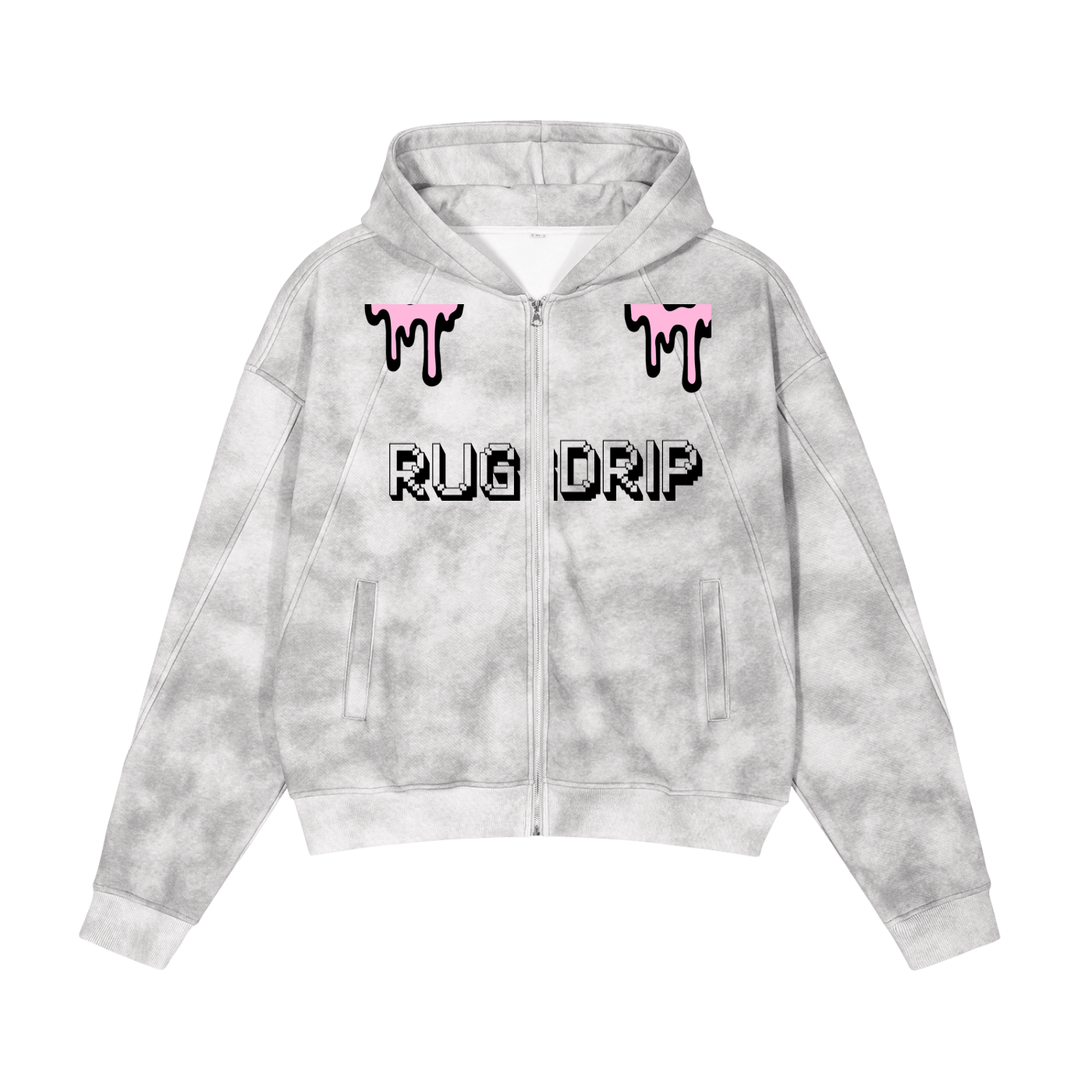 Dirty Washed Boxy Zip-up Fleece Hoodie