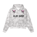 Dirty Washed Boxy Zip-up Fleece Hoodie